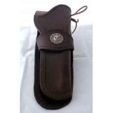 Handmade Holster with Full Skirt and Filler Line Design & Concho Dark Brown RH